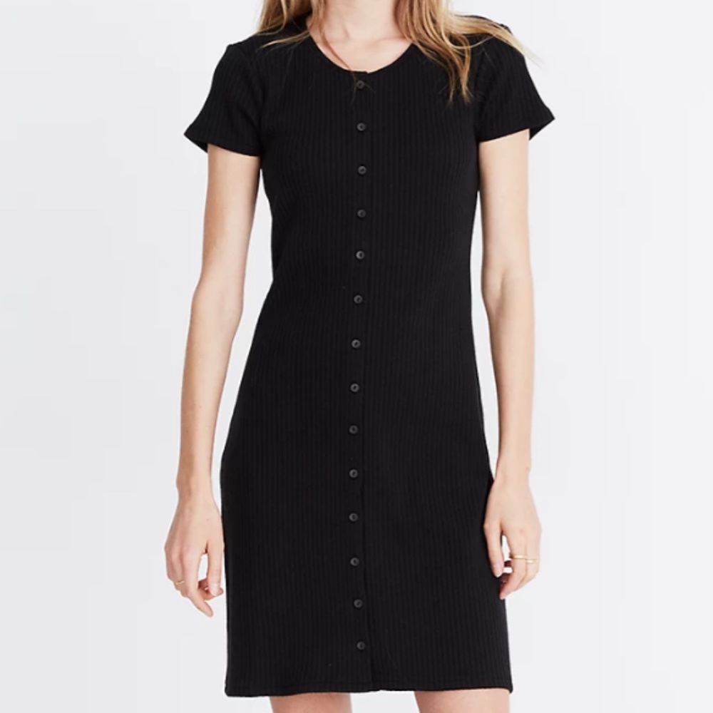 NWT Madewell Button-Front Ribbed Mini Dress - M